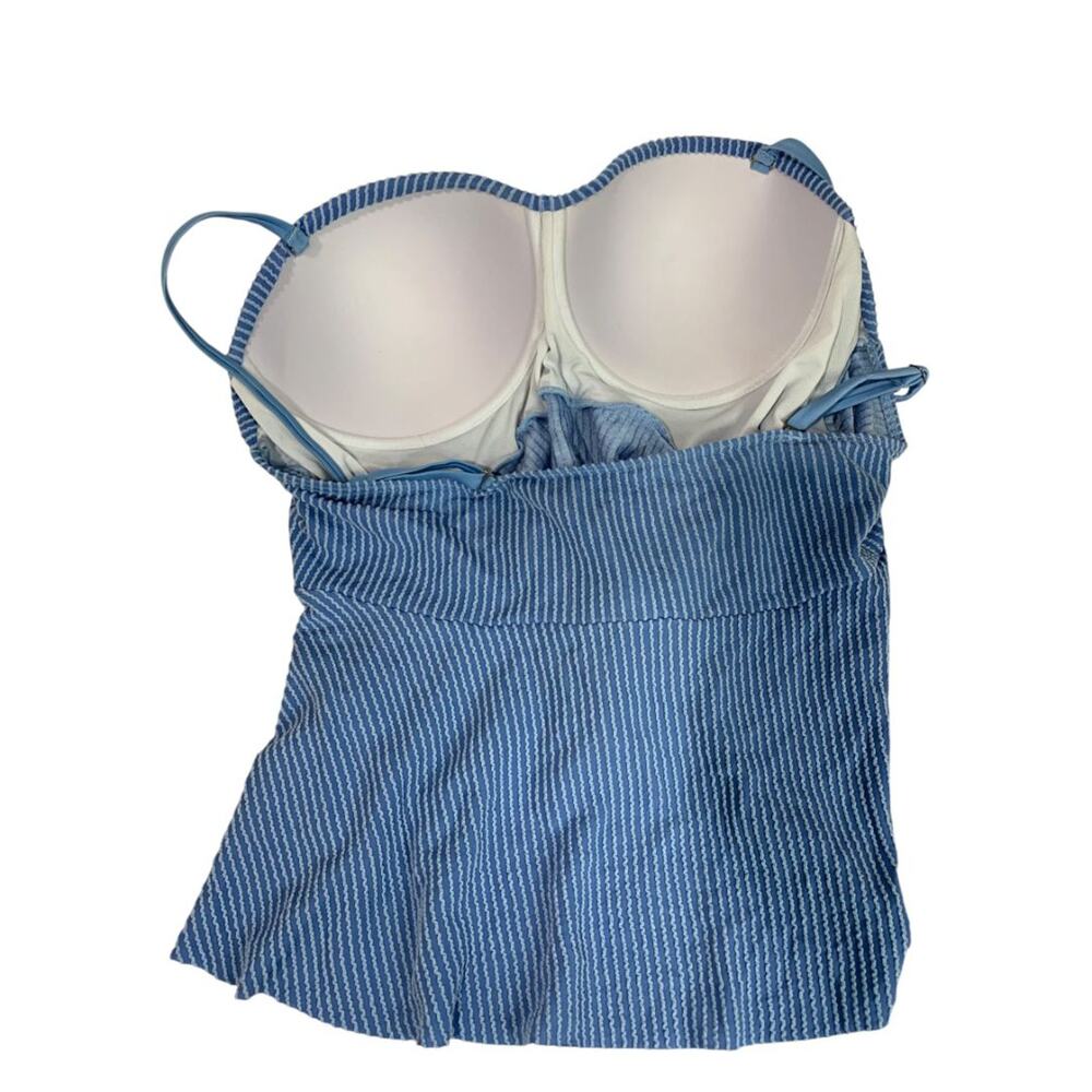 Size 3XL Womens Blue Ribbed Swim Top Padded  Adjustable Strap Bathing Suit - Picture 7 of 8